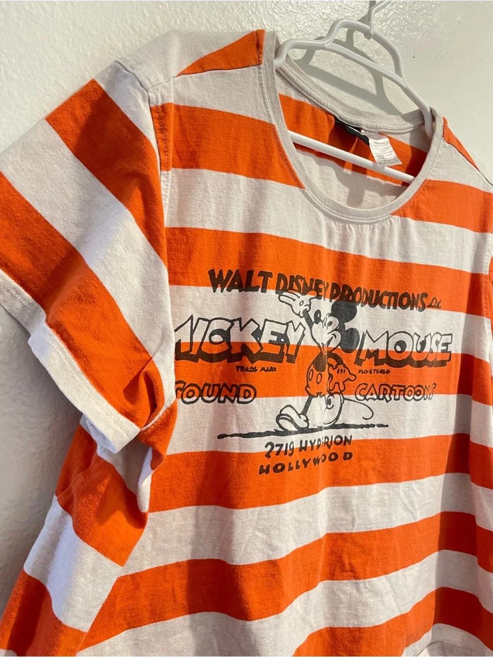 Disney100 Eras Mickey Mouse Hyperion Studio Orange Stripe Tee 3XL